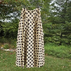 Shabby Apple Tan Skirt with Black Polka Dots